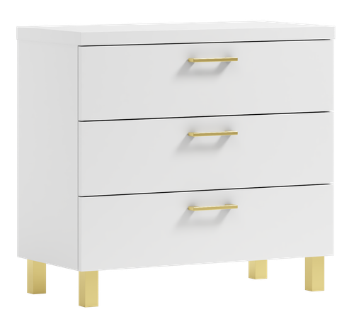 Komoda Nela 80 z 3 szufladami blat 32 biała/GOLD na Arena.pl