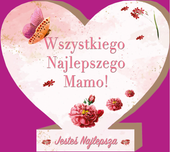 serce stojące 12x11cm wszystkiego najlepszego mamo  mdf04