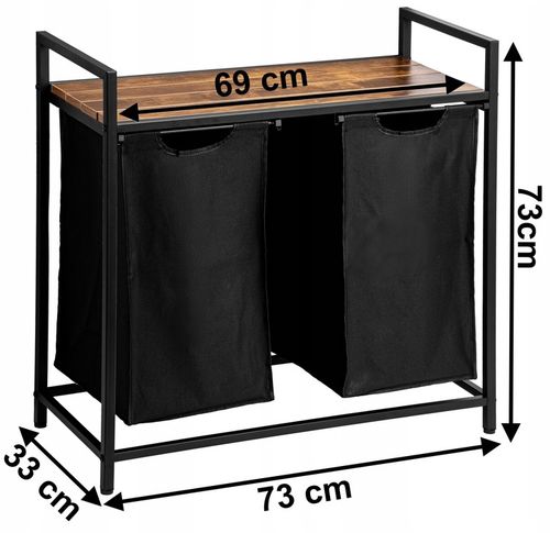 KOSZ na pranie bieliznę METALOWY LOFTOWY z półką PODWÓJNY pojemnik 80L na Arena.pl