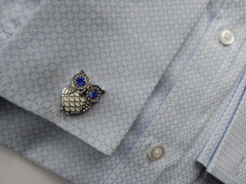 Srebrne spinki do mankietów koszuli Ptak Sowa na Arena.pl