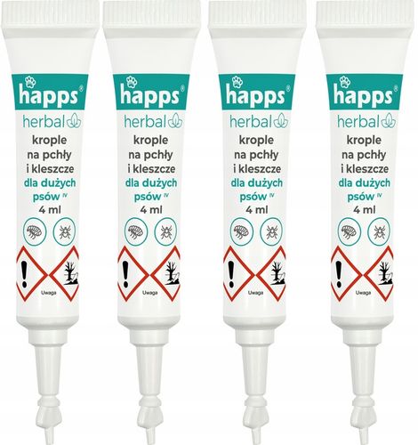 HAPPS Herbal krople na pchły i kleszcze dla psów dużych 20-40 kg, 4x4 ml na Arena.pl