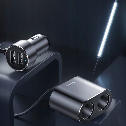 Baseus Ładowarka Samochodowa 2Xusb + Rozgałęźnik na Arena.pl