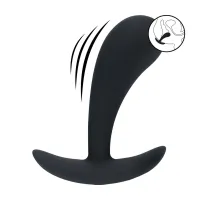 levelz plug m czarny - wibrujący korek silikonowy średni