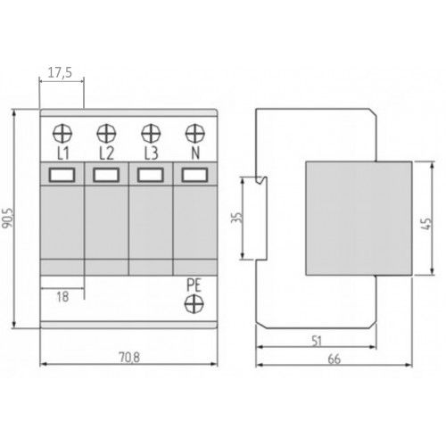 OGRANICZNIK PRZEPIEC B+C 1P 60kA 385V 230V EN-61643-11 CE na Arena.pl
