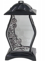 Znicz szklany kapliczka "Pamiętamy" srebrny