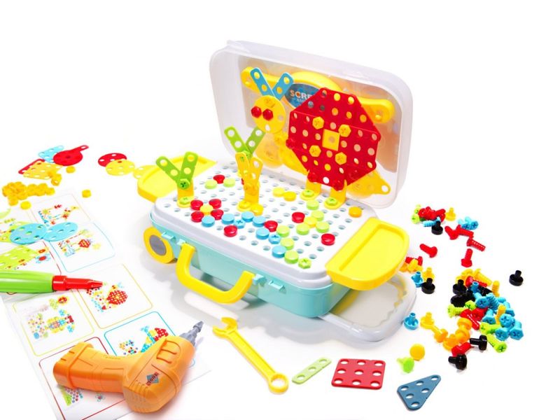 Puzzle Klocki w walizce + wkrętarka 258 el. zdjęcie 1