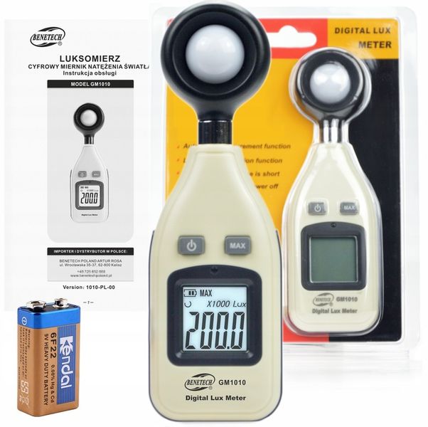 LUKSOMIERZ LUXOMETR MIERNIK NATĘŻENIA ŚWIATŁA OŚWIETLENIA ŚWIATŁOMIERZ LCD zdjęcie 1