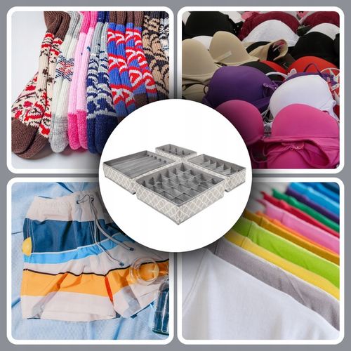 4x ORGANIZER NA BIELIZNĘ SKARPETKI UBRANIA DO SZUFLADY SZAFY ZESTAW na Arena.pl