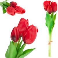 cv17690-7 bukiet tulipanów gumowanych silikonowych 3szt lux czerwone