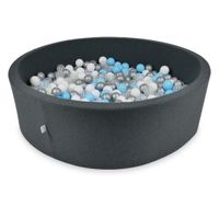 Suchy basen 130x40cm grafitowy z piłeczkami 700szt (jasnobłękitne, srebrne, przezroczyste, białe)