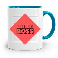 Kubek Błękitny Dla Szefa Szefowa Super Boss Z Nadrukiem Ze Zdjęciem