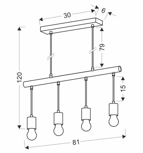 Izzy lampa wisząca 4x60W E27 czarny na Arena.pl