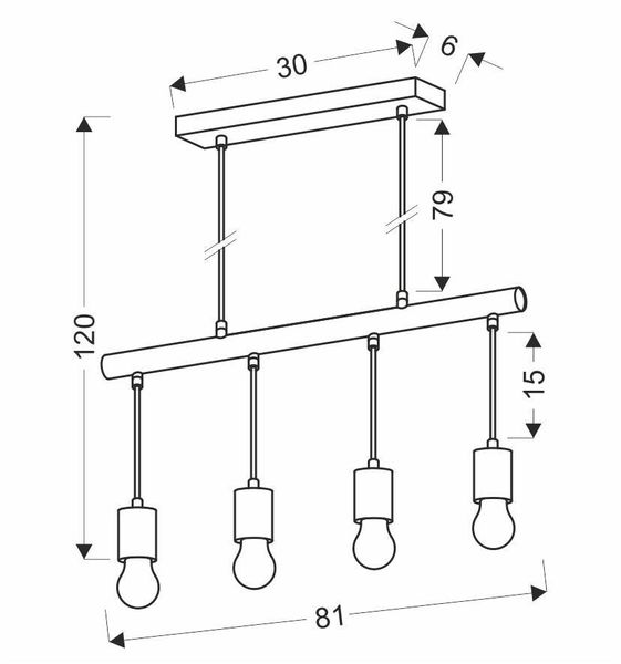 Izzy lampa wisząca 4x60W E27 czarny zdjęcie 3