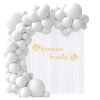 Zestaw dekoracji Komunia Święta girlanda ścianka balonowa, biały