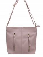 Herisson - torebka worek dwa zamki pionowe pudrowy różowy 1052L2098