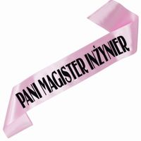 Pani Magister Inżynier - jasnoróżowa szarfa z czarnym nadrukiem