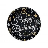 talerzyki papierowe b&c happy birthday, 18 cm/ 6
