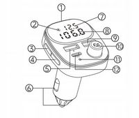 TRANSMITER BLUETOOTH FM SAMOCHODOWY SZYBKA ŁADOWARKA USB USB-C AUX