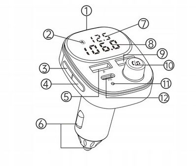 TRANSMITER BLUETOOTH FM SAMOCHODOWY SZYBKA ŁADOWARKA USB USB-C AUX na Arena.pl
