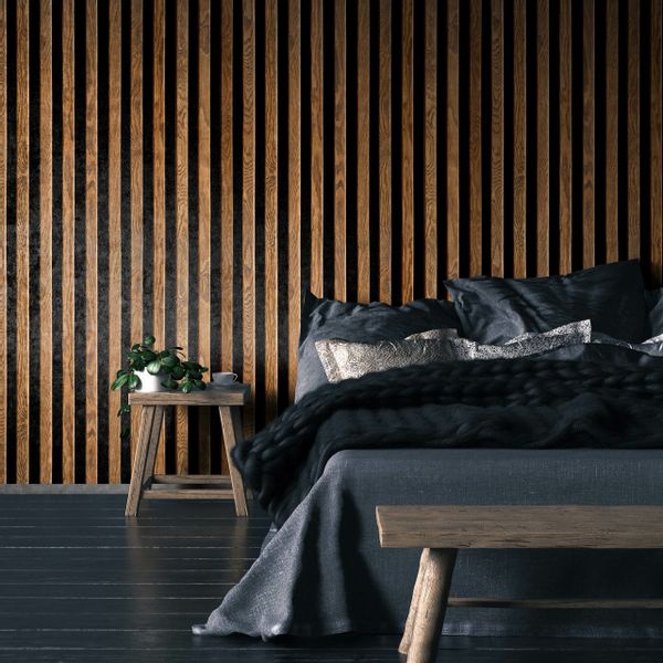 Tapeta LAMELE DREWNO Imitacja DESKI 3D Do Salonu zdjęcie 7