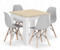 Zestaw stół kwadratowy 80x80 dąb sonoma + 4 krzesła OSAKA szare