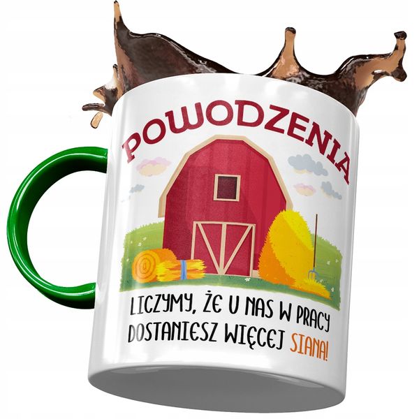 Kubek Zielony Na Powitanie Przywitanie W Pracy Z Nadrukiem Ze Zdjęciem zdjęcie 1