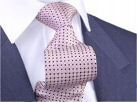 MIKROFIBRA Krawat Męski Różowy w Groszki GREG g146