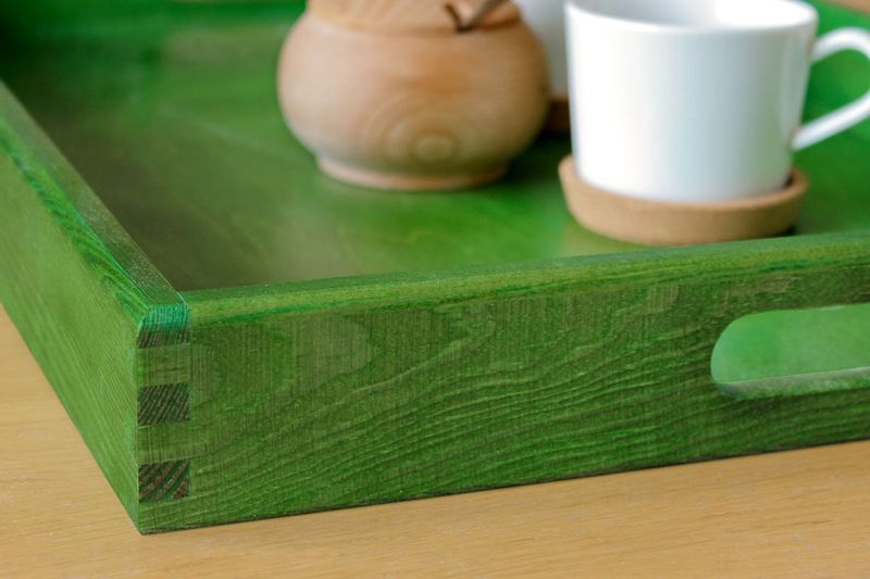 Duża, drewniana taca 60/40 cm, zielona zdjęcie 3