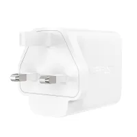 Acefast ładowarka GaN 65W 3 porty (1xUSB, 2xUSB C PD) wtyczka UK biała A44