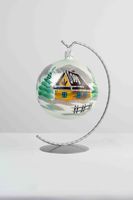 Biało-Zielona Matowa Bombka na Boże Narodzenie na Stojaku 100