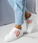 Białe sneakersy zdobione różową klamerką Toni 38