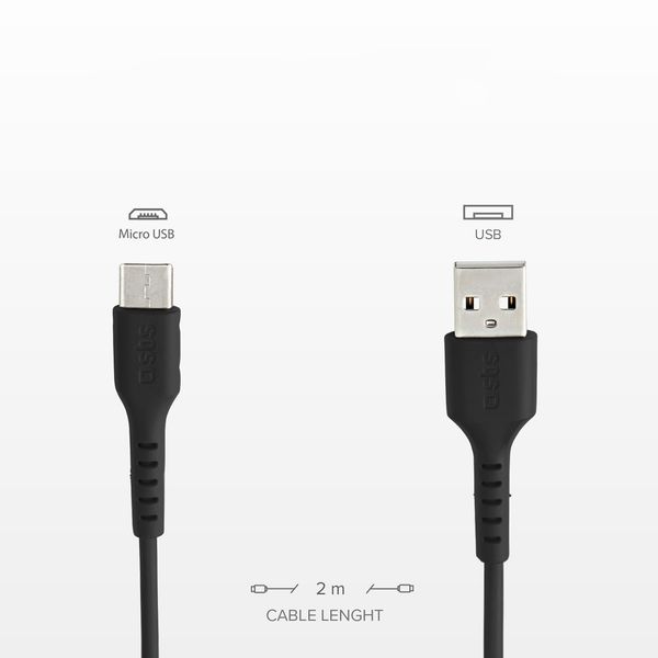 Kabel przewód USB-A - Micro-USB 2m - czarny zdjęcie 4
