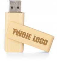 GRAWEROWANY PENDRIVE reklamowy LOGO FIRMY NAPIS Pamięć USB bambusowa 10 szt