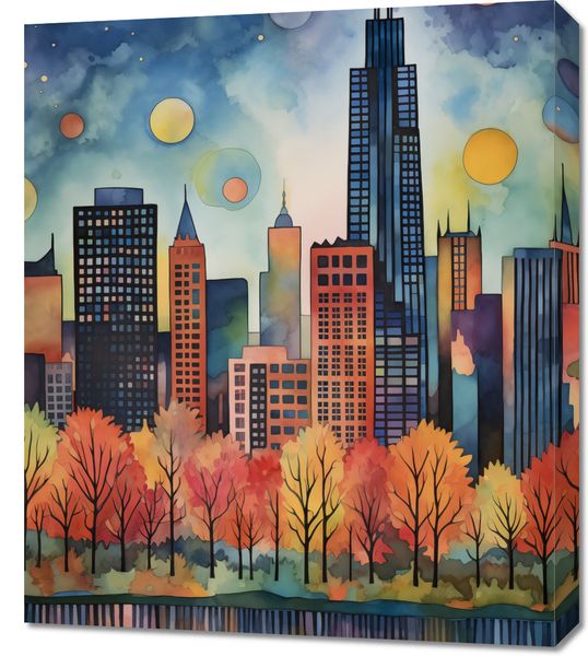 Obraz 60x70cm Panorama Malowniczego Miasta zdjęcie 1