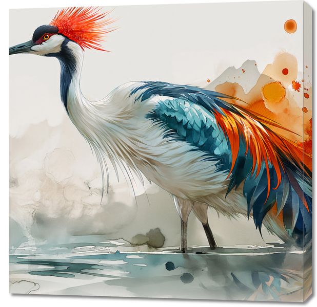Obraz 90x90cm Żuraw w Akwareli zdjęcie 1