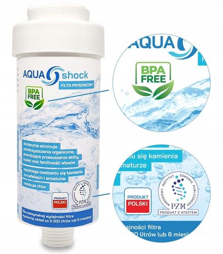 FILTR WODY PRYSZNICOWY BIAŁY + DO PRALKI PRALKOWY NA ROK 3w1 AQUA shock na Arena.pl