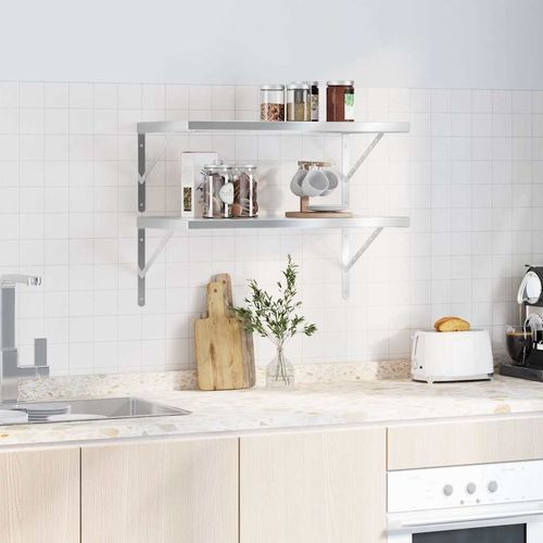 Półki ścienne, 2 szt., 75x40 cm, srebrna stal nierdzewna na Arena.pl