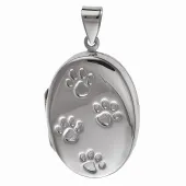 OWALNY SREBRNY OTWIERANY WISIOR SEKRETNIK PUZDERKO PSIE KOCIE ŁAPY ŁAPKI