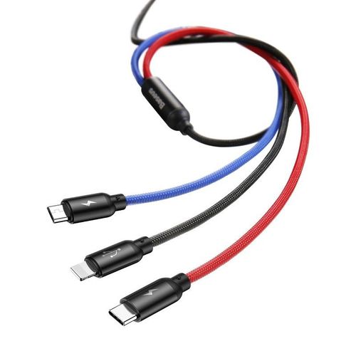 Kabel USB Baseus 3w1 USB-C / Lightning / Micro 3A 1.2m (czarny) na Arena.pl