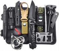 Niezbędnik Survivalowy Turystyczny Wojskowy Piła Nóż Krzesiwo Latarka