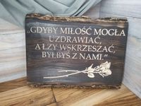 Oryginalna tablica nagrobkowa deska na grób grawer decha z korą nagrobek