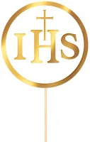 Topper na tort komunijny IHS biało-złoty 1szt