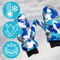 Rękawice Zimowe Dziecięce Ciepłe Rękawiczki Narciarskie Na Zimę Moro Niebie