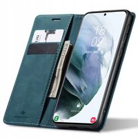 ETUI Z KLAPKĄ DO GALAXY S21 SKÓRZANE PORTFEL POKROWIEC ZAMYKANE + FOLIA