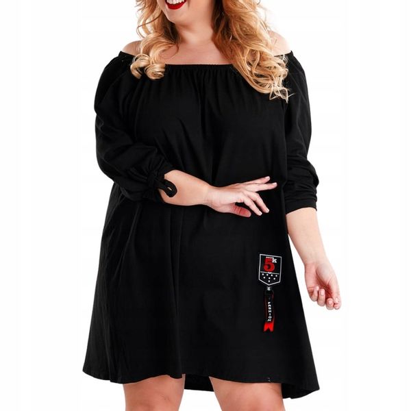 Tunika oversize sukienka czarna plus size zdjęcie 1