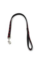 A-502 PEJCZ PODWÓJNA, KRÓTKA SMYCZ DLA PSA TAŚMA ŁAPKI 20mm/80cm Kolor - łapki czarny