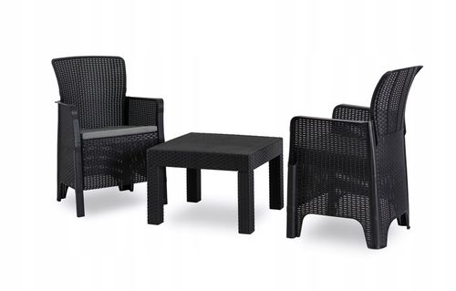 Zestaw Meble Ogrodowe Technorattan Na Taras Ogród Komplet Czarne FRESNO na Arena.pl