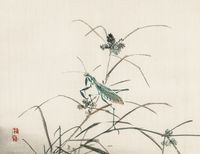 Plakat 65x50cm Grasshopper, Kōno Bairei Japoński Vintage do Salonu