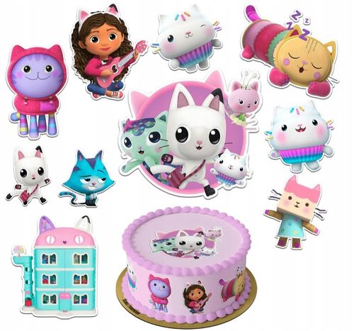 Jadalne Dekoracja KOCI DOMEK GABI Z OPŁATKA CUKROWEGO 10 ELEMENTÓW-WYCIĘTE na Arena.pl