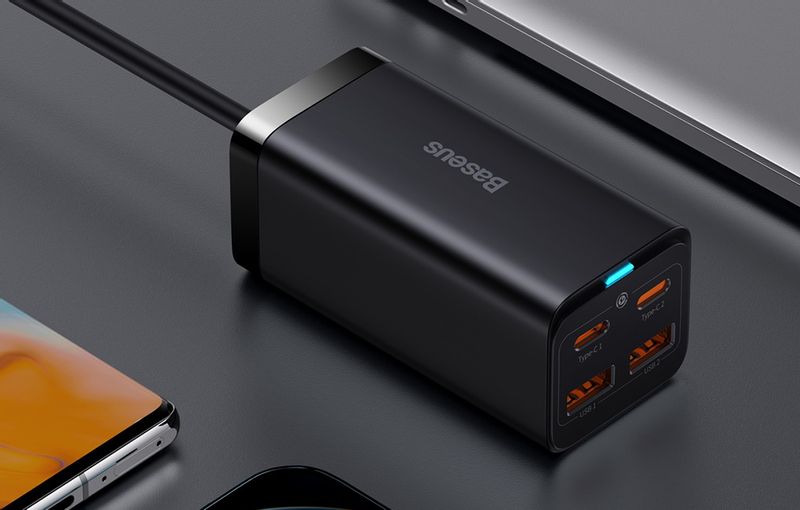 Ładowarka sieciowa Baseus GaN3 Pro 2xUSB-C + 2xUSB, 100W (czarna) zdjęcie 1